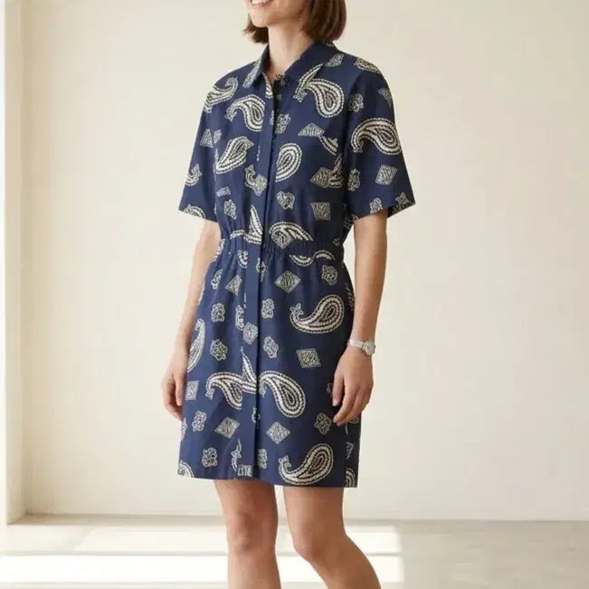 [BUNJANG] Lacoste Live Ribbed Collar One-Piece Dress Navy / [85]라코스테라이브 카라넥 원피스