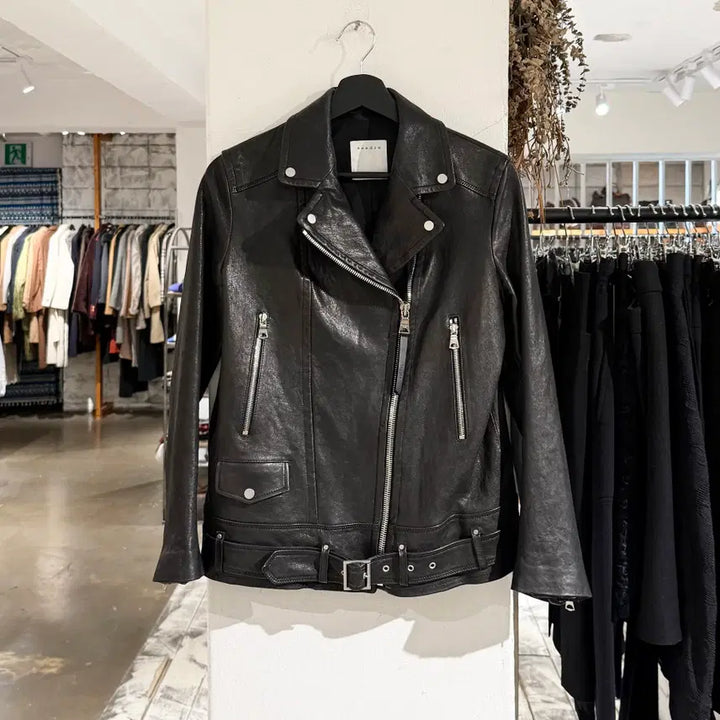 [BUNJANG] Sandro Black Lambskin Rider Jacket / 산드로 블랙 램스킨 라이더 자켓