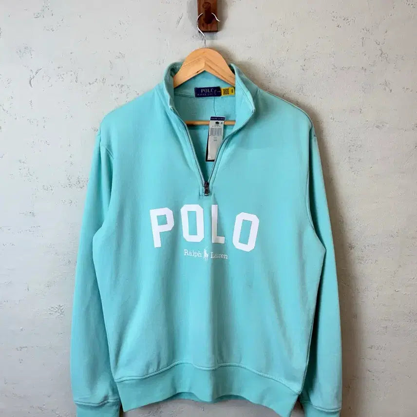 [BUNJANG] Polo Ralph Lauren QR Label Big Logo Mint Half-Zip Sweatshirt / [M] 폴로 랄프로렌 큐알 라벨 빅로고 민트 하프집업 스웻