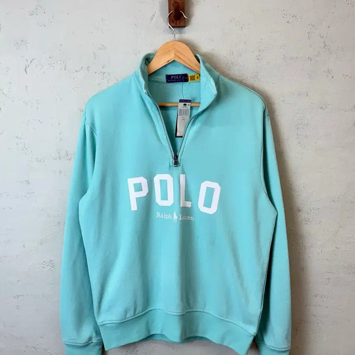 [BUNJANG] Polo Ralph Lauren QR Label Big Logo Mint Half-Zip Sweatshirt / [M] 폴로 랄프로렌 큐알 라벨 빅로고 민트 하프집업 스웻