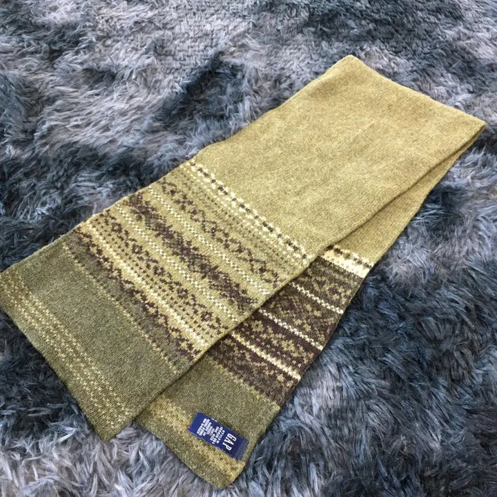 [BUNJANG] TUTTI Vintage Old GAP Nordic Ethnic Knit Muffler / 투티/A0 올드 GAP 노르딕 에스닉 니트 머플러 카키 베이지 브라운