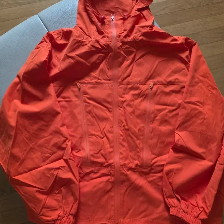 [BUNJANG] Orange Hooded Windbreaker Jacket / 오렌지색 후드 바람막이 아우터 자켓