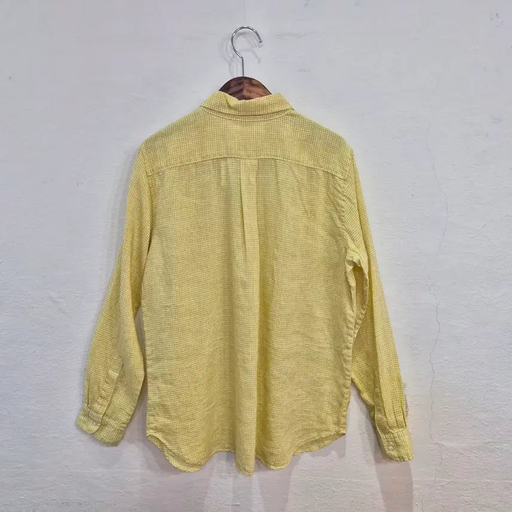 [BUNJANG] Uniqlo Linen 100% Gingham Check Shirt (Lemon Yellow, XL) / 재팬 유니클로 린넨 100 깅엄 체크 셔츠