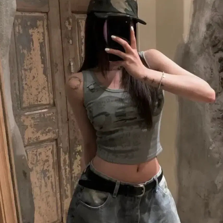 [BUNJANG] Vintage Sleeveless T-Shirt - Gray / 빈티지 슬리브리스 그레이