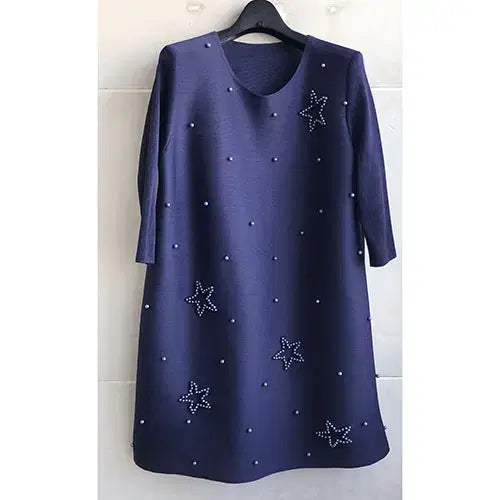 [BUNJANG] Navy Machine Pleated Long Blouse (Size XL) / 네이비 기계주름 롱블라우스-통통66/새거수준