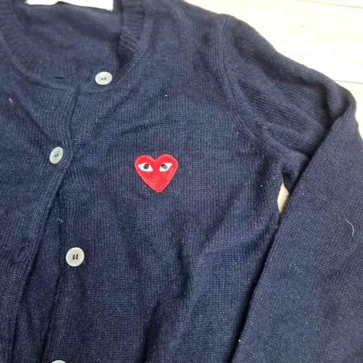 [BUNJANG] Comme des Garçons Navy Cardigan Heart Logo / 꼼데가르송 네이비 가디건 하트 와펜(s)
