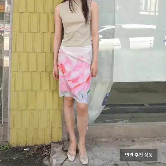 [BUNJANG] Nuannu Rose Pattern Midi Skirt - Pink / 누아누 rose skirt_pink