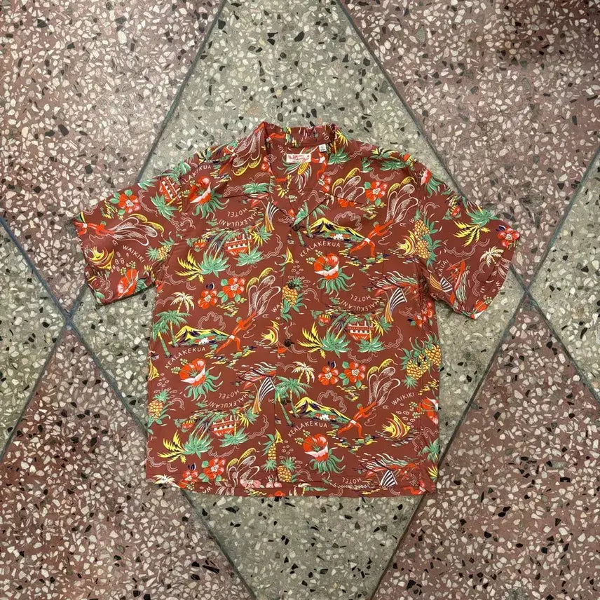[BUNJANG] Sun Surf Hawaiian Shirt Brown (L) Rayon / 선서프 하와이안셔츠 (L)