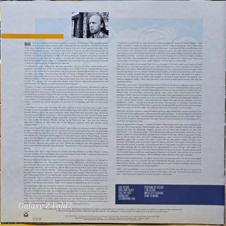 [BUNJANG] Pete Townshend White City Novel LP / BA-492. 피트 타운젠드 White City 소설 LP