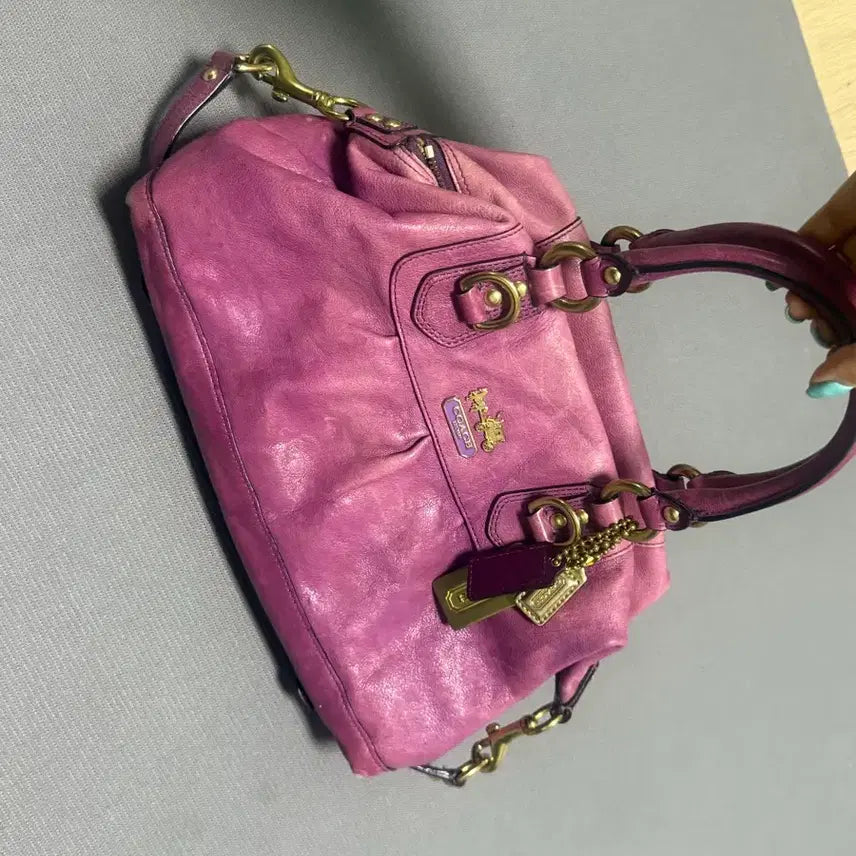 [BUNJANG] Coach Pink Leather Two-Way Tote Shoulder Bag / 코지가방