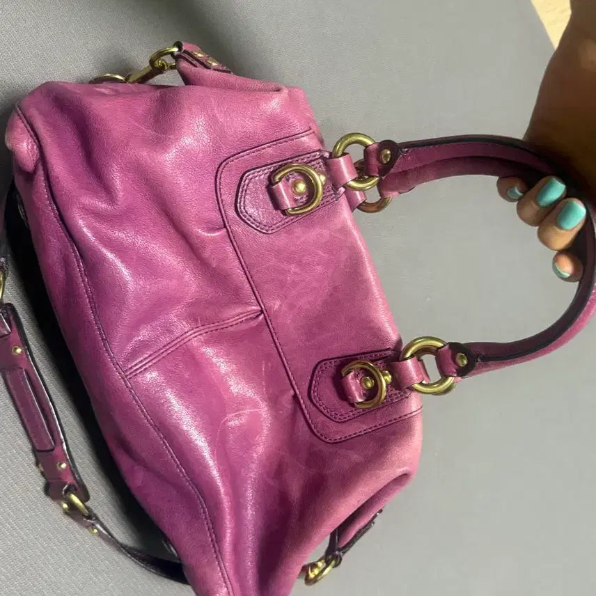 [BUNJANG] Coach Pink Leather Two-Way Tote Shoulder Bag / 코지가방