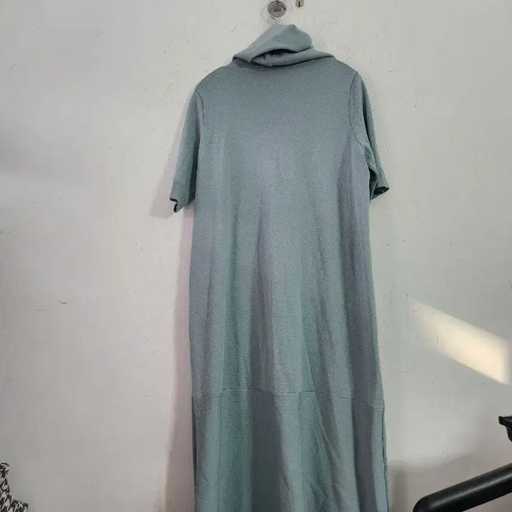 [BUNJANG] Mint Knit Half-Sleeve Long Dress / 민트색 니트후드 반팔 롱 원피스
