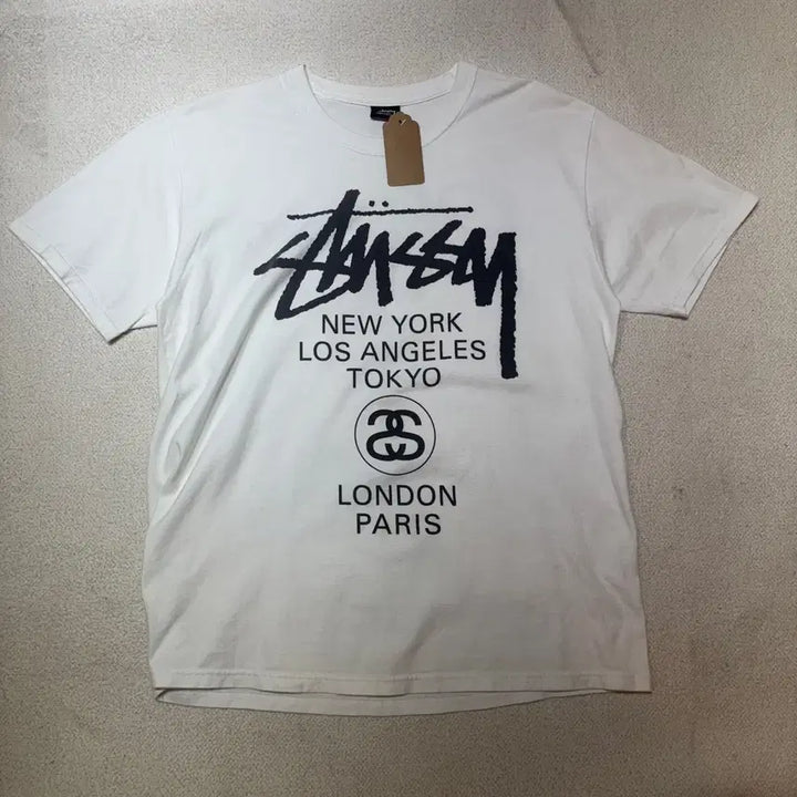 [BUNJANG] Stussy World Tour Cotton T-Shirt / 100 스투시월드투어 코튼 반팔티