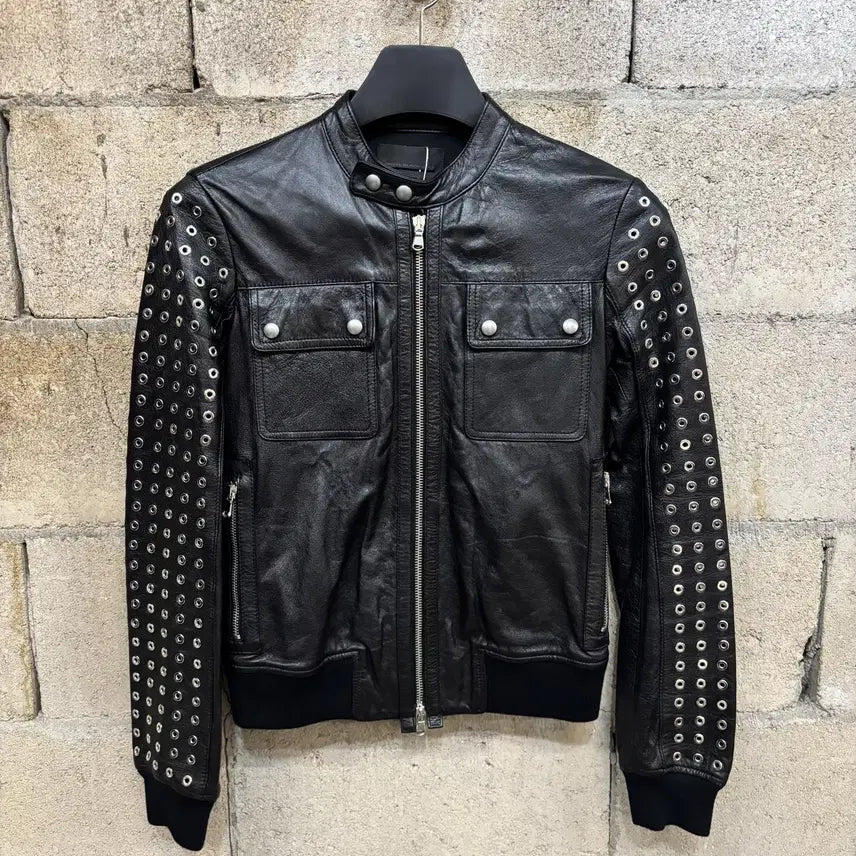 [BUNJANG] Diesel Black Gold Lambskin Leather Biker Jacket / 디젤 블랙 골드 레더 바이커 자켓