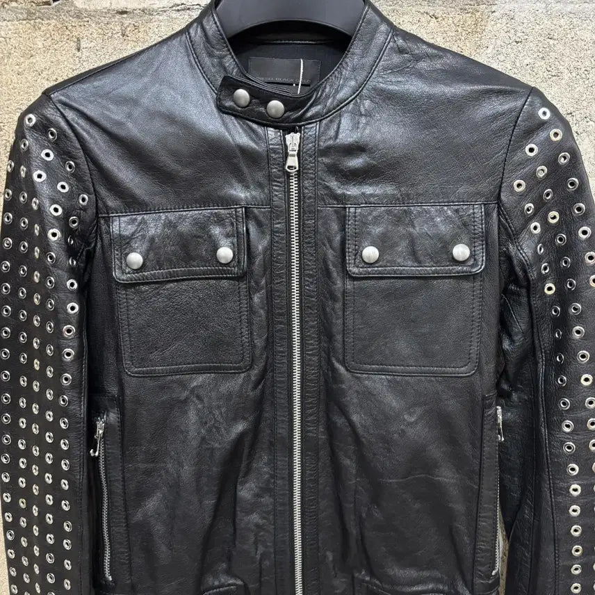 [BUNJANG] Diesel Black Gold Lambskin Leather Biker Jacket / 디젤 블랙 골드 레더 바이커 자켓