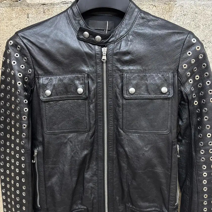 [BUNJANG] Diesel Black Gold Lambskin Leather Biker Jacket / 디젤 블랙 골드 레더 바이커 자켓