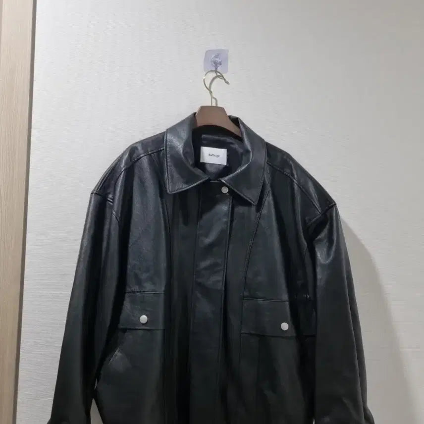 [BUNJANG] Dope Sef Vegan Leather Oversized Blouson Jacket / 도프셉 비건레더 오버핏 블루종 자켓
