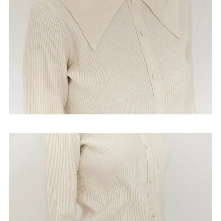 [BUNJANG] Ivory Collar Ribbed Knit Cardigan / 아이보리 카라넥 골지 니트 가디건