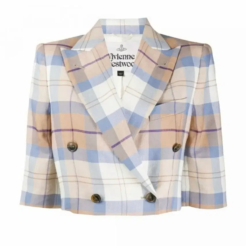 [BUNJANG] Vivienne Westwood Checked Cropped Jacket / 비비안웨스트우드 체크 크롭 자켓