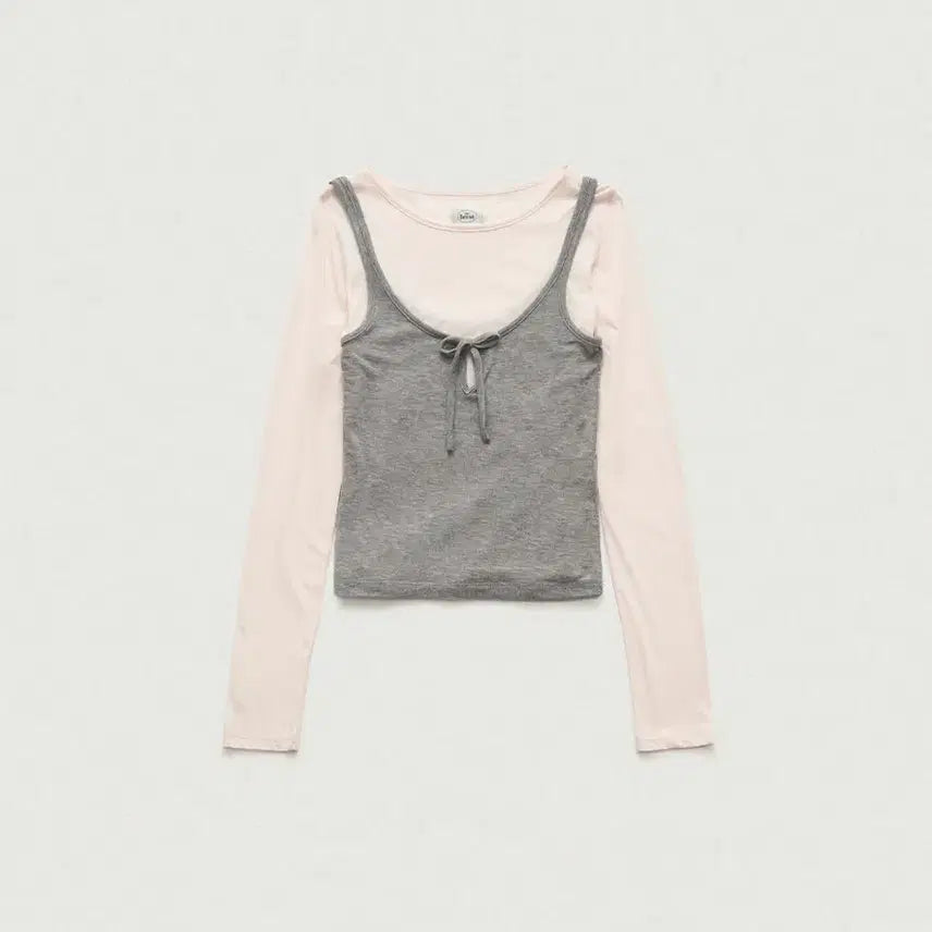 [BUNJANG] The Barnet Averin Ribbon Layer T-Shirt - Light Pink / 더바넷 Averin Ribbon Layer T-Shirt