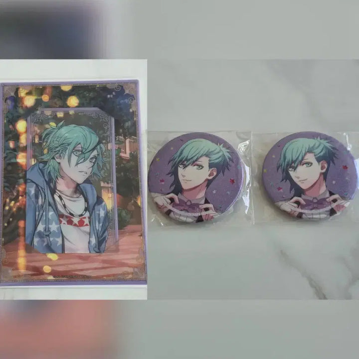 [BUNJANG] Uta no Prince-sama Mikaze Ai 7th Anniversary Glitter Can Badge &amp; Visual Card Set / 우타프리 미카제 아이 굿즈 세트