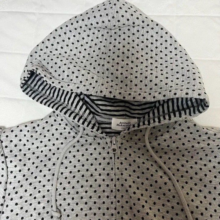 [BUNJANG] Spins Dot Short Sleeve Hoodie / 스핀즈 도트 반팔 후디