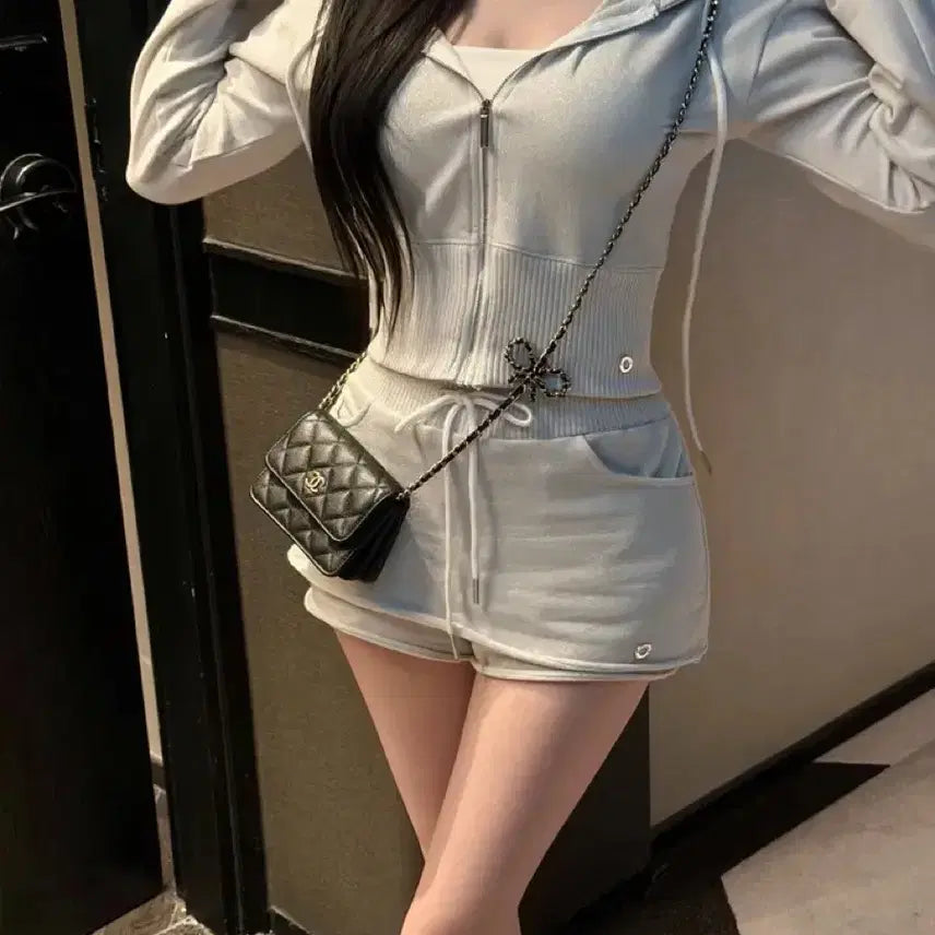 [BUNJANG] Imported Clothing Roro Hooded Zip-Up Two-Piece Set / 수입의류 로로 후드집업 투피스 set 제이쁨 블리스민