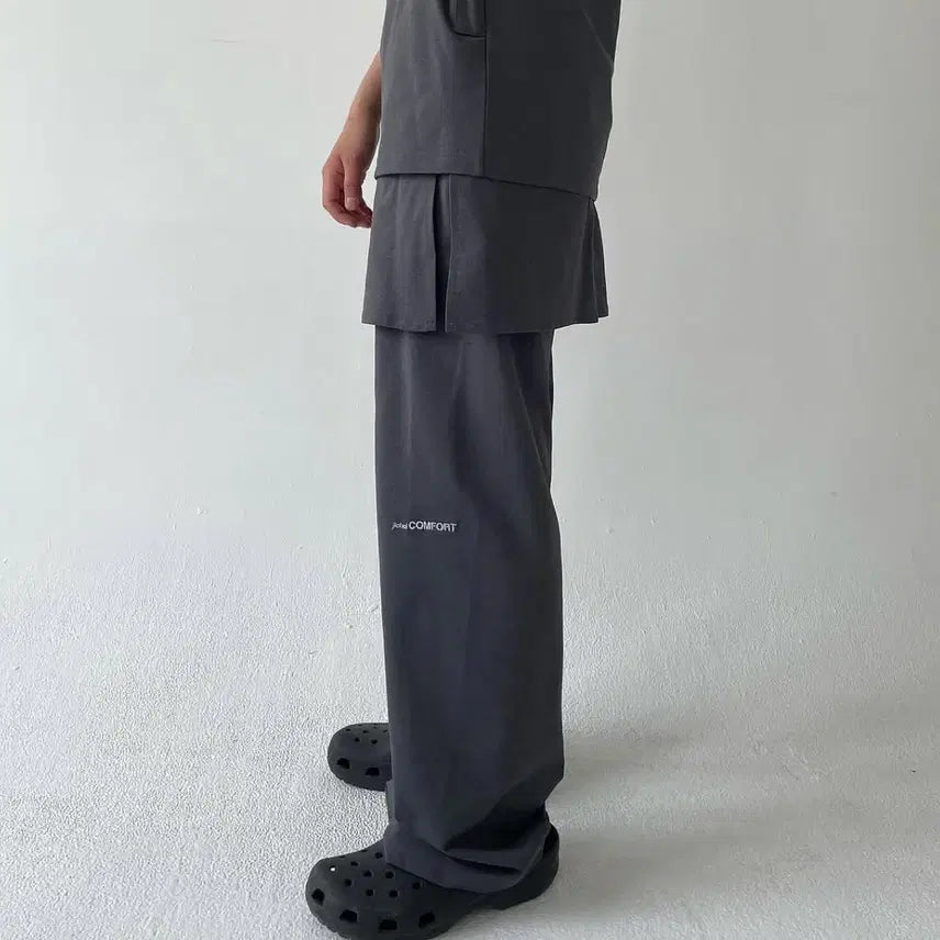 [BUNJANG] JICHHOI Comfort 22-003 Layered Skirt Pants Grey / 지초이 컴포트 22-003 레이어드 스커트 팬츠 그레이