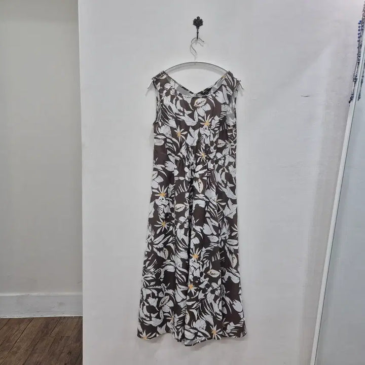 [BUNJANG] Floral Pattern Long Dress Brown / 플라워 패턴 롱 원피스 브라운