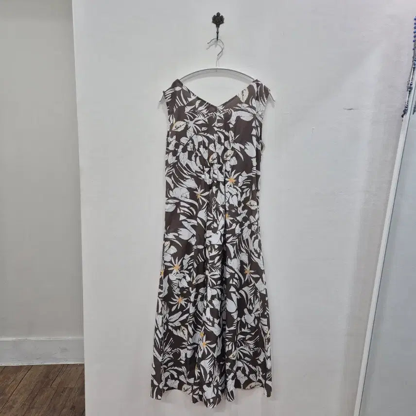 [BUNJANG] Floral Pattern Long Dress Brown / 플라워 패턴 롱 원피스 브라운