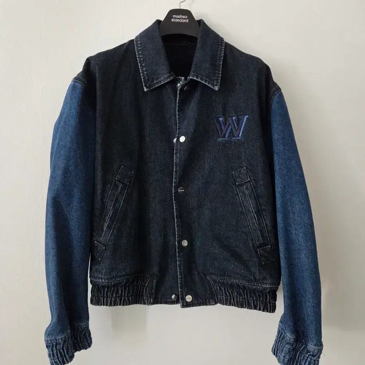 [BUNJANG] Wooyoungmi 23SS Denim Varsity Jacket / 우영미 23ss 데님 바시티 48
