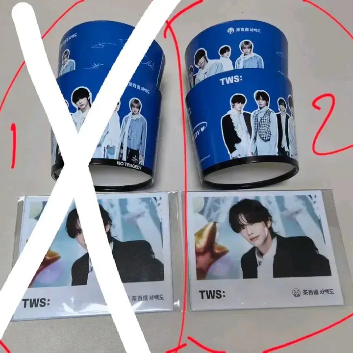 [BUNJANG] TWS Cha Baekdo Collaboration Cup Sleeve Set (2 pcs) &amp; Postcard Set (6 pcs) - Sealed / (미개봉) 투어스 차백도 컵슬리브2개 &amp; 엽서세트(6장)