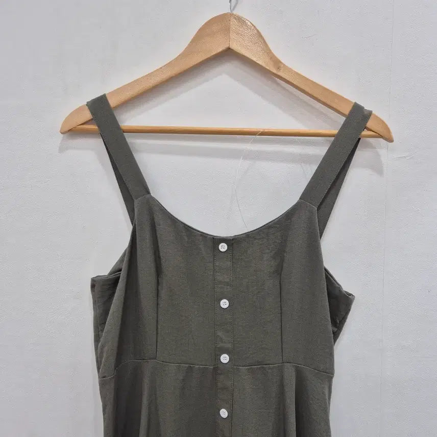 [BUNJANG] Sleeveless Long Maxi Dress - Khaki / 민소매 롱 원피스 카키색