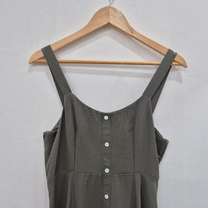 [BUNJANG] Sleeveless Long Maxi Dress - Khaki / 민소매 롱 원피스 카키색