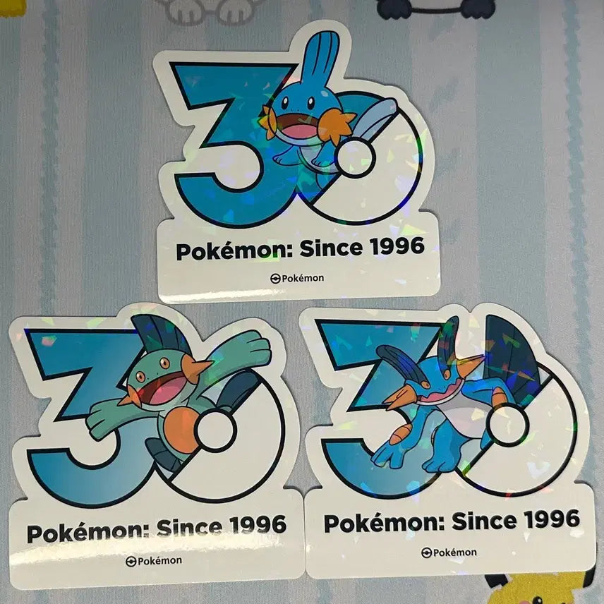 [BUNJANG] Pokemon 30th Anniversary Logo Sticker - Marshtomp Mudkip Swampert / [포켓몬 30주년 기념 로고 스티커] 물짱이 늪짱이 대짱이
