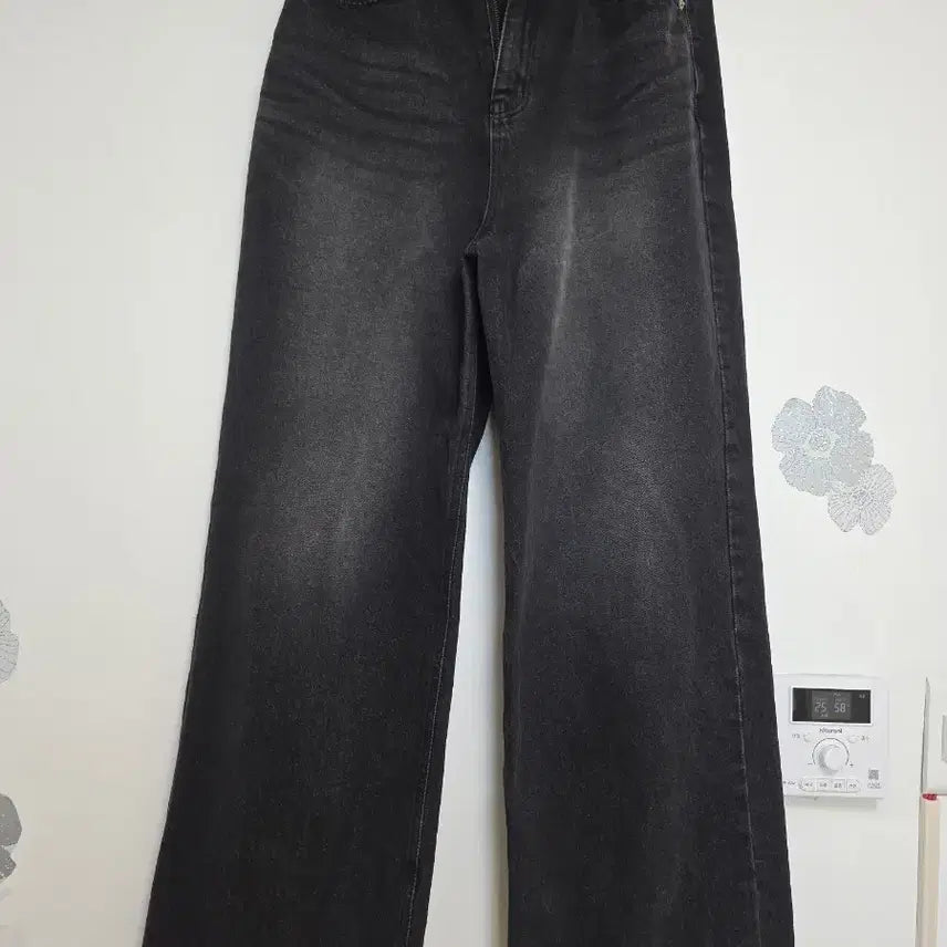 [BUNJANG] Bellide Black Wide Leg Denim Pants / Bellide 블랙 와이드 데님 팬츠