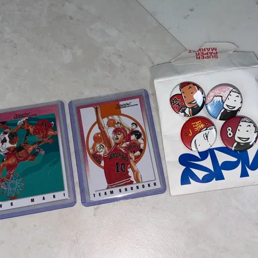 [BUNJANG] Slam Dunk Classic Carddass &amp; Inoue Badge Bundle Set / 일괄) 고전 슬램덩크 카드다스 이노우에 뱃지