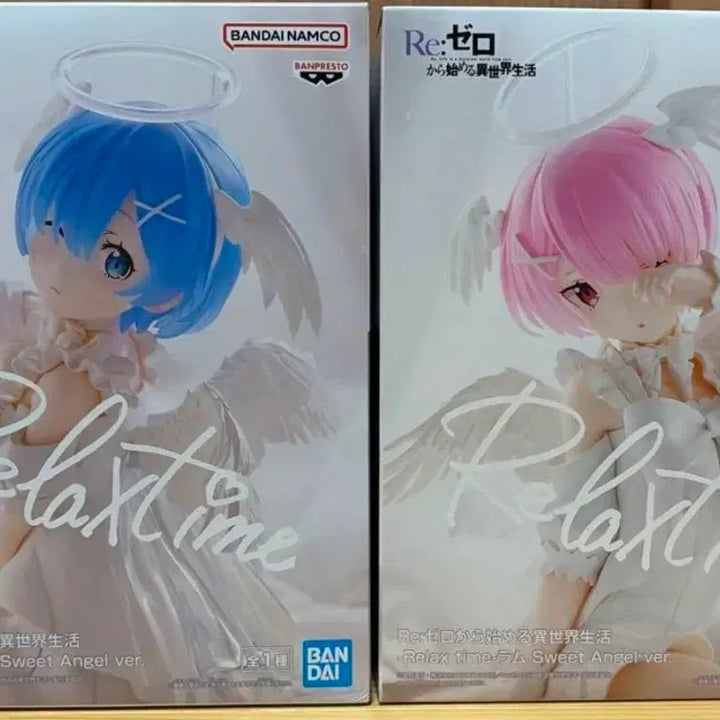 [BUNJANG] Re:Zero Rem &amp; Ram Relax Time Sweet Angel Figure Bundle (Sealed) / 미개봉) 리제로 렘 람 릴렉스타임 스위트 엔젤 피규어 일괄