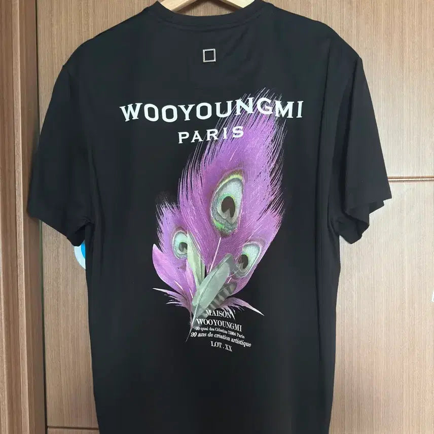 [BUNJANG] WooYoungMi Feather Back Logo T-Shirt Black / 우영미 깃털 백로고 티셔츠 블랙