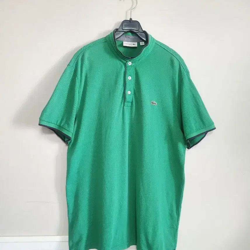 [BUNJANG] Lacoste China Collar Short Sleeve T-Shirt Green XL / 라코스테 차이나카라 반팔 그린 XL