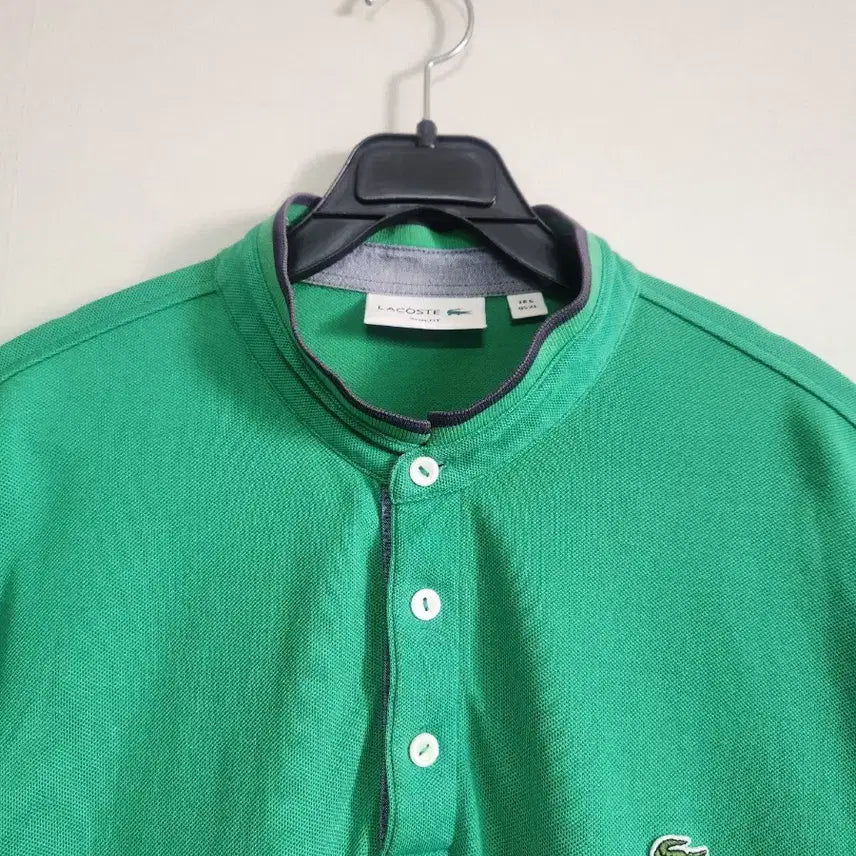 [BUNJANG] Lacoste China Collar Short Sleeve T-Shirt Green XL / 라코스테 차이나카라 반팔 그린 XL