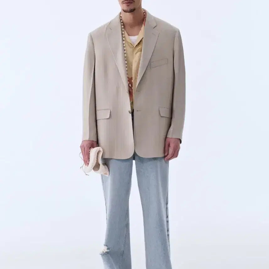 [BUNJANG] Recto 23SS Viscose Oversized Jacket Beige Khaki / [새상품] 23SS 렉토 비스코스 오버 자켓 베이지 카키