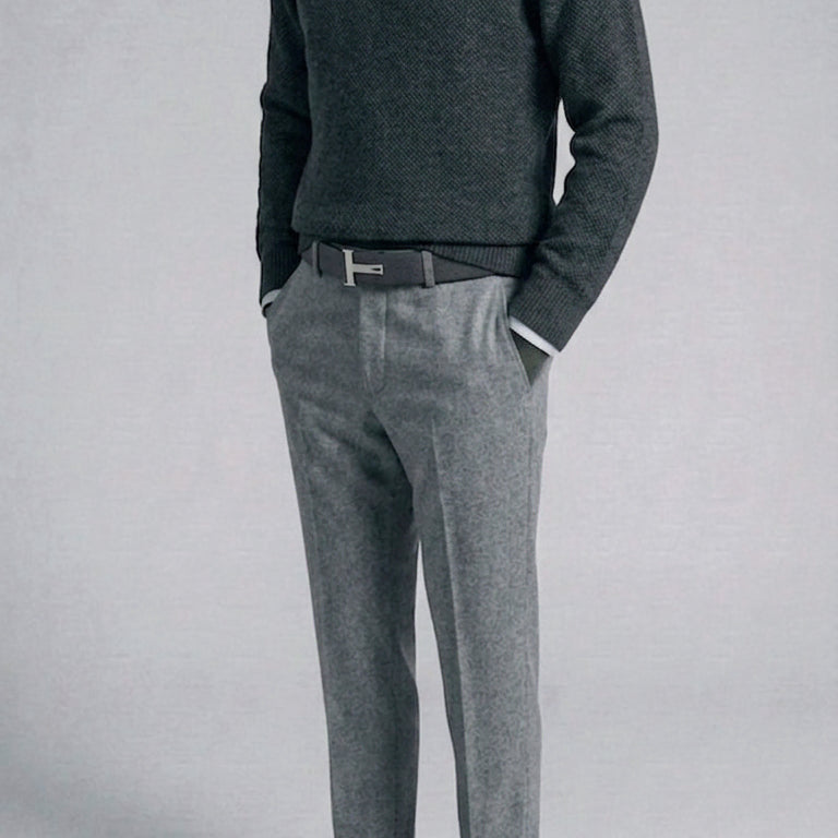 [BUNJANG] And Z by ZIOZIA Wool Blend Waffle Knit Sweater Charcoal Size 100 Slim / 지오지아 And Z/앤드지 울 블렌디드 차콜 크루넥 와플니트/100