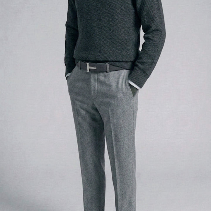 [BUNJANG] And Z by ZIOZIA Wool Blend Waffle Knit Sweater Charcoal Size 100 Slim / 지오지아 And Z/앤드지 울 블렌디드 차콜 크루넥 와플니트/100