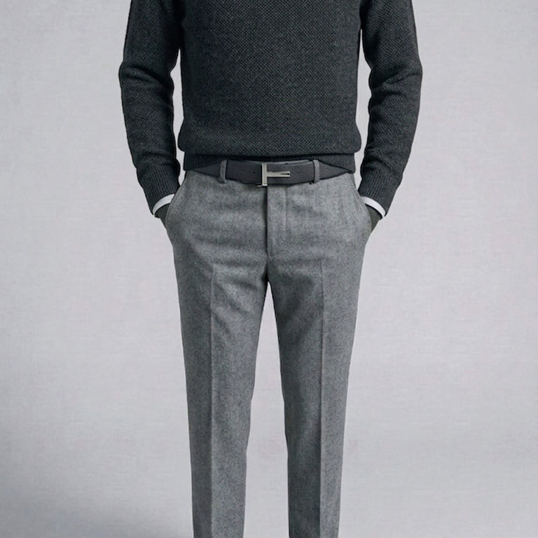 [BUNJANG] And Z by ZIOZIA Wool Blend Waffle Knit Sweater Charcoal Size 100 Slim / 지오지아 And Z/앤드지 울 블렌디드 차콜 크루넥 와플니트/100