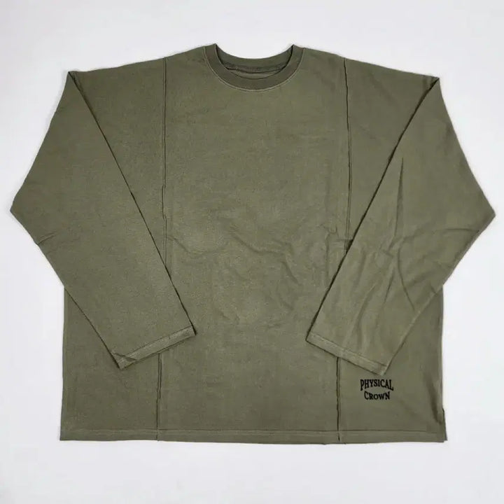 [BUNJANG] Physical Crown Pin Tuck Long Sleeve T-Shirt Khaki XL / [ XL ] 피지컬크라운 핀턱 긴팔 쭉티/롱슬리브_카키