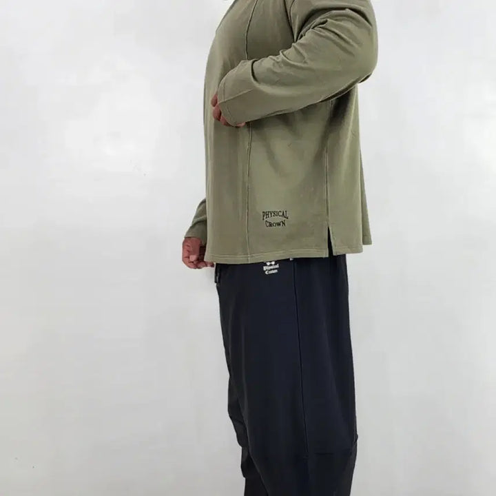 [BUNJANG] Physical Crown Pin Tuck Long Sleeve T-Shirt Khaki XL / [ XL ] 피지컬크라운 핀턱 긴팔 쭉티/롱슬리브_카키
