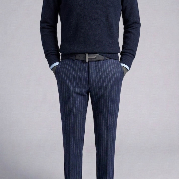 [BUNJANG] ZIOZIA &amp; Z Wool Blended Waffle Knit Navy / 지오지아 And Z/앤드지 울 블렌디드 크루넥 와플니트 네이비/100