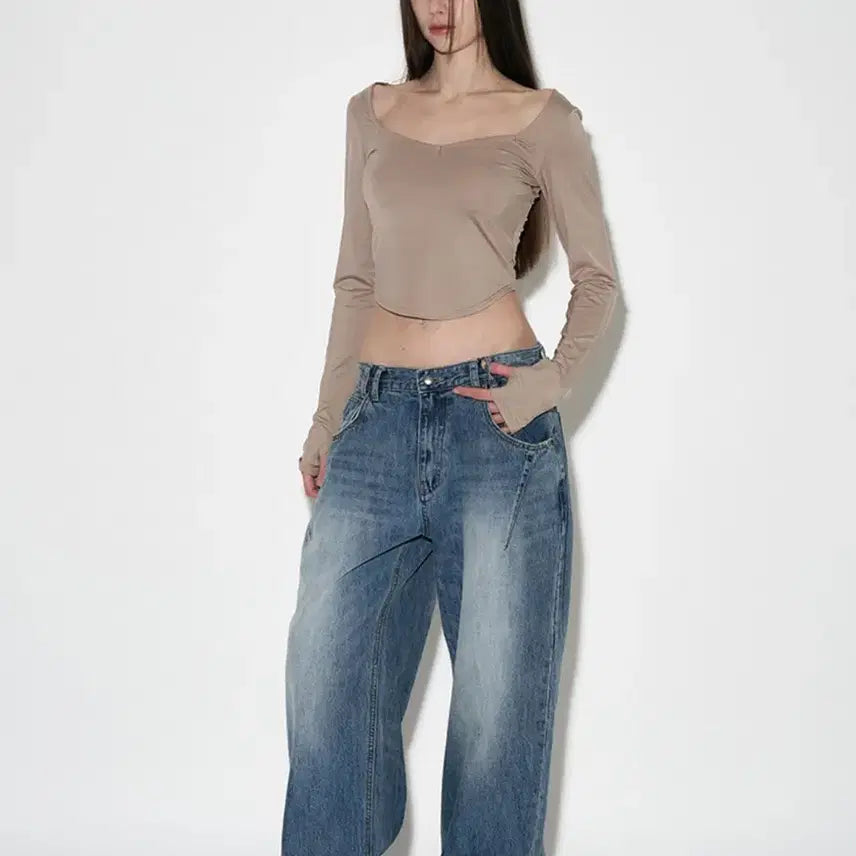 [BUNJANG] Please Follow 25 Damage Washing Wide Denim Jeans Size S / 플리즈노팔로우 25 데미지 워싱 와이드 데님 s사이즈