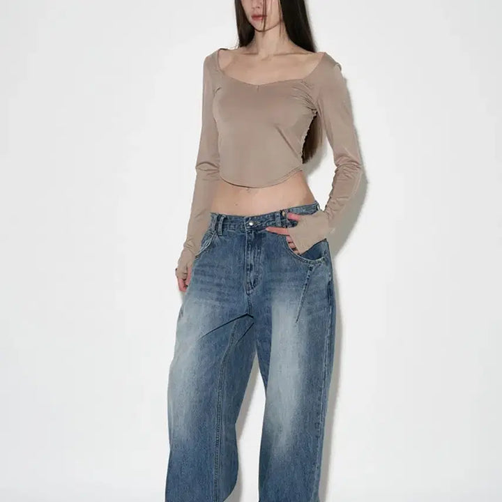 [BUNJANG] Please Follow 25 Damage Washing Wide Denim Jeans Size S / 플리즈노팔로우 25 데미지 워싱 와이드 데님 s사이즈